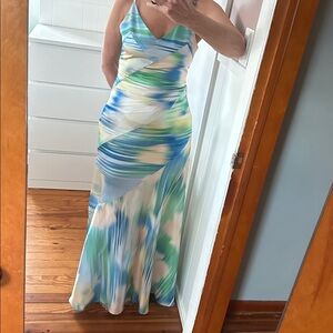 Belle by Badgley Mischka , size 2 NWOT sundress, tropical blue maxi dress